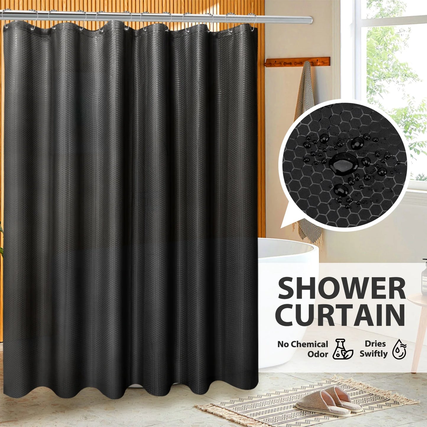 19-Piece Black Bathroom Accessories Set with Shower Curtain – Complete Space-Saving Bathroom Kit