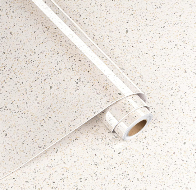 Beige Granite Contact Paper – Peel & Stick Countertop Vinyl Wrap, Terrazzo Self-Adhesive Cover (17.7” x 120”)