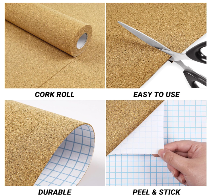 Cork Shelf Liner Self Adhesive Kitchen Shelf Liner Adhesive Cabinets Liners 17.3x47.2 Inch Cabinet Liners Pantry Cabinet Lining Cork Contact Paper...