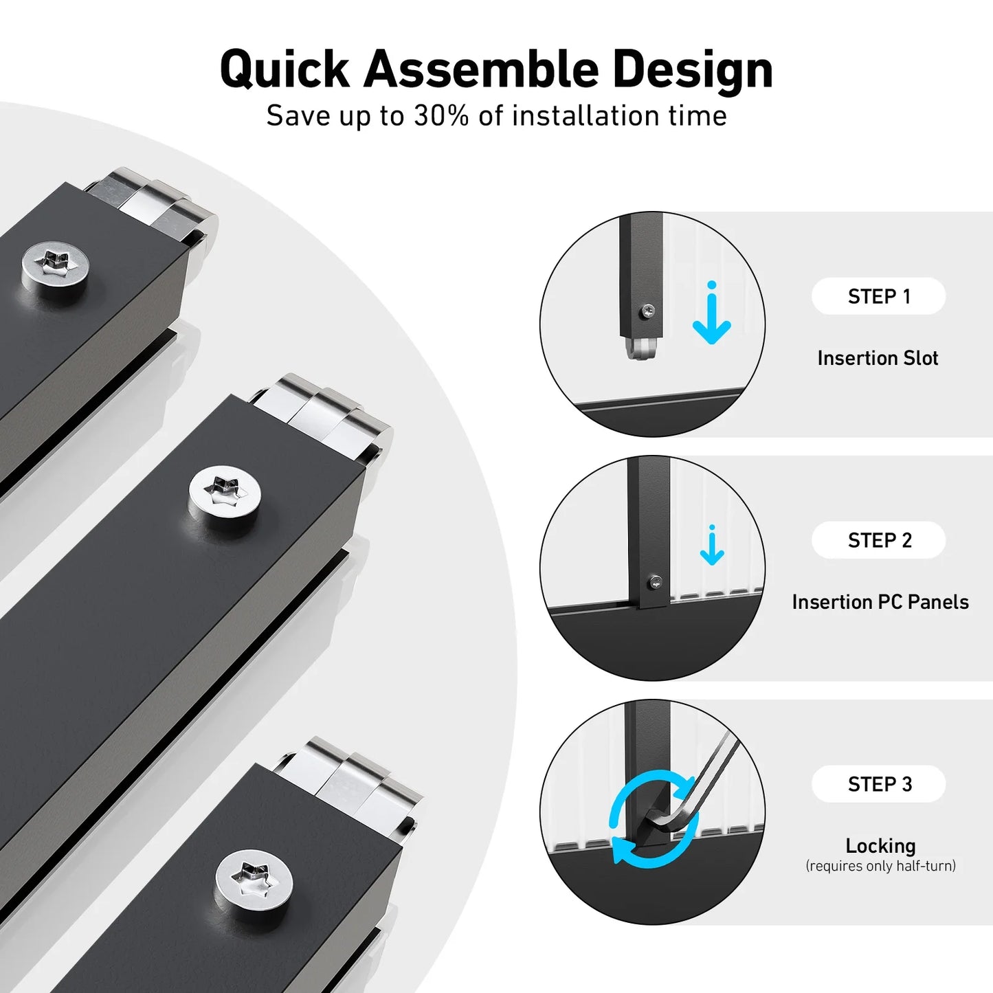 8x10 Ft Outdoor Walk-In Greenhouse – Heavy-Duty Aluminum Frame with UV-Resistant Polycarbonate Panels for Garden
