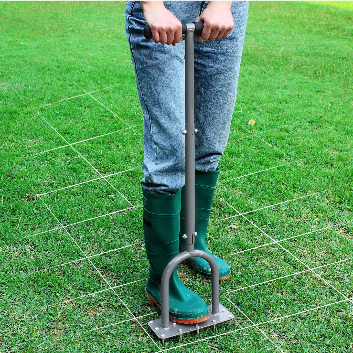 Lawn Spike Aerator with 15 Iron Spikes for Garden