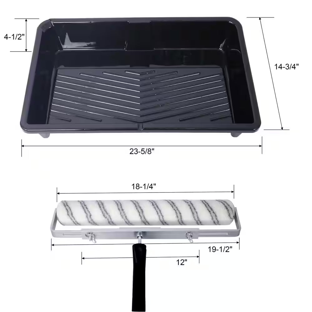 Complete 18" Paint Roller Kit – 5 Pieces, Shedless Covers & Adjustable Frame