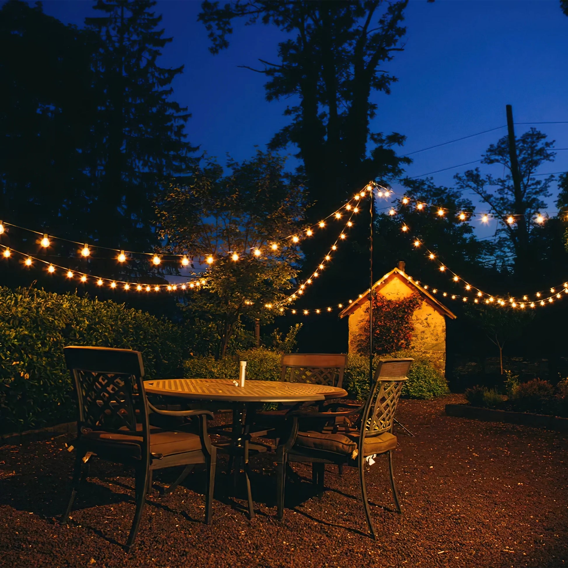 Solar Outdoor String Lights 100 ft – Globe LED, Vintage Edison, Waterproof