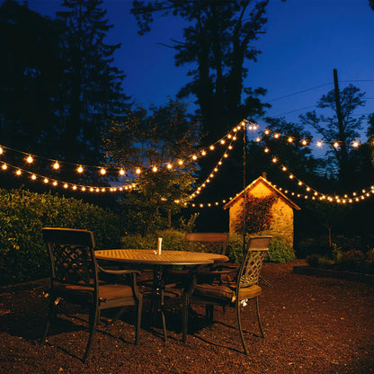 Solar Outdoor String Lights 100 ft – Globe LED, Vintage Edison, Waterproof
