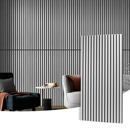 Gray 0.83In. X 2 Ft. X 4 Ft. Slat MDF Acoustic Decorative Wall Paneling, 3D Fluted Sound Absorbing Panel(31Sq.Ft./Case)