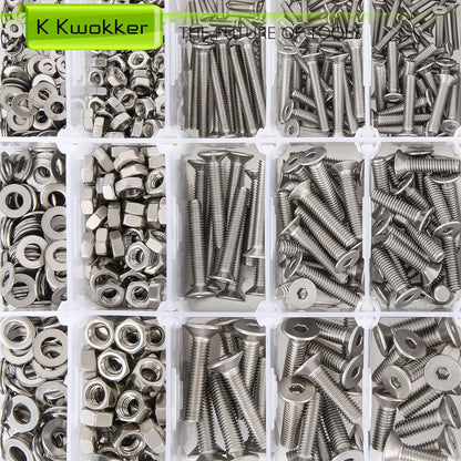 24-Size M2–M5 Hex Socket Flat Head Screw & Nut Kit – 304 Stainless Steel, 8mm–25mm