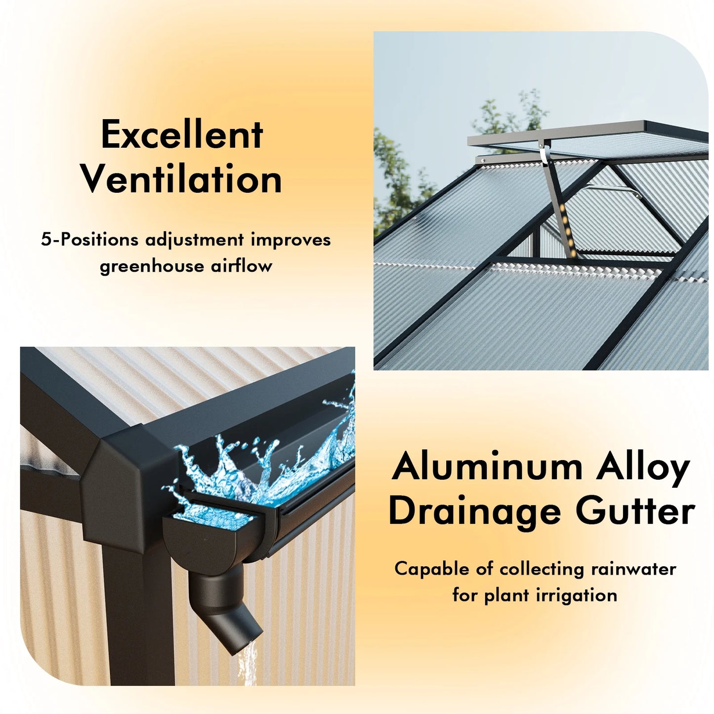 8x10 Ft Outdoor Walk-In Greenhouse – Heavy-Duty Aluminum Frame with UV-Resistant Polycarbonate Panels for Garden