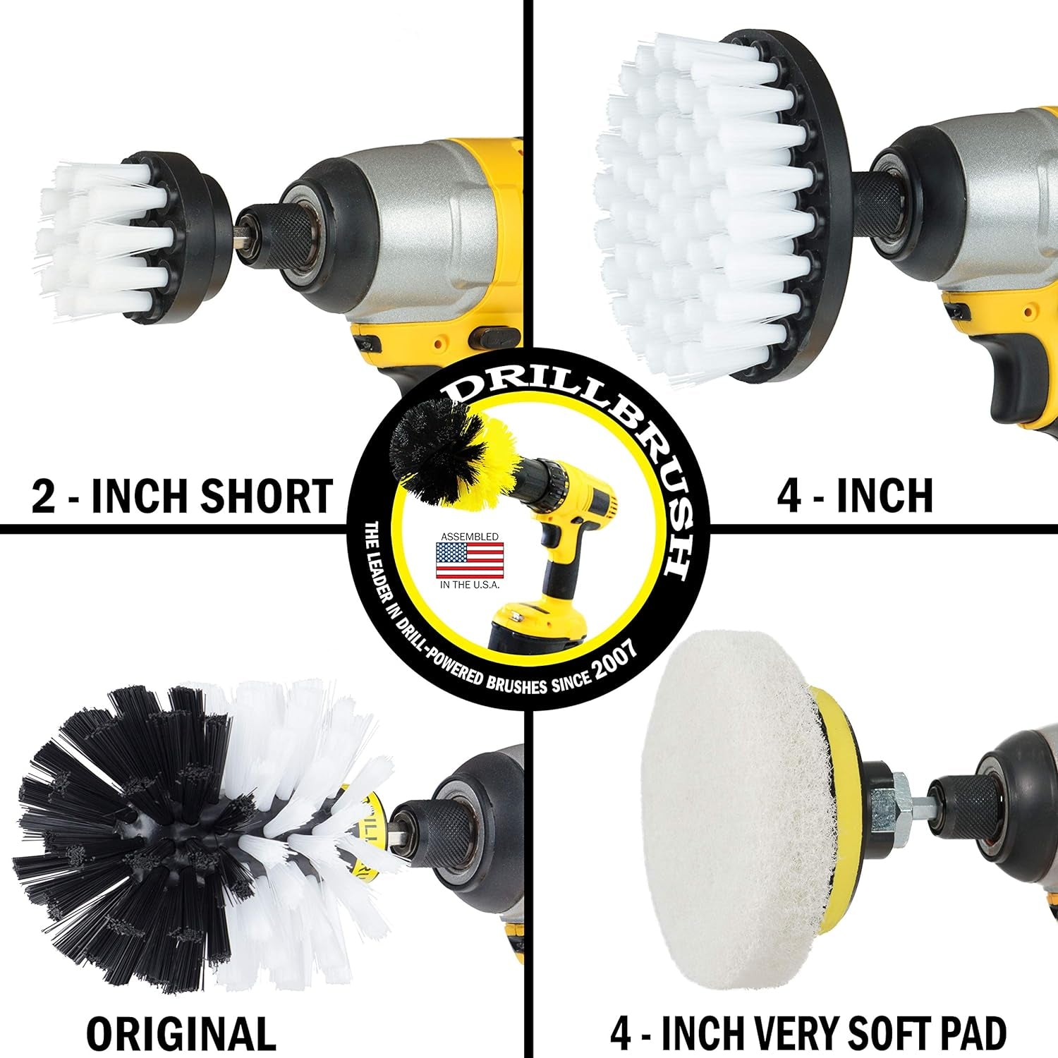  Rotary Drill Cleaning Brush Kit – Auto, Upholstery, Bathroom & Shower Scrubber Pads