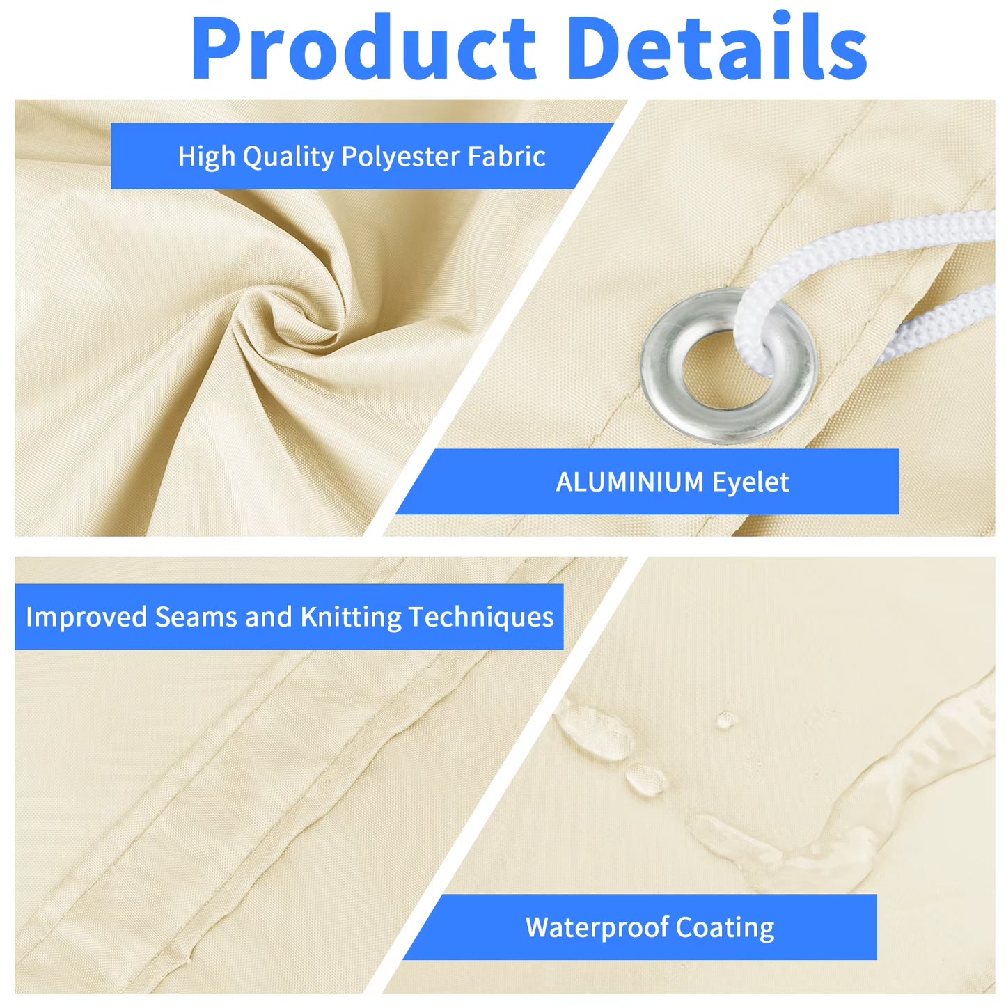 Sun Shade Sail Cloth with Grommets – Rectangle Canopy Pergola Cover, UV Block Fabric for Backyard & Deck