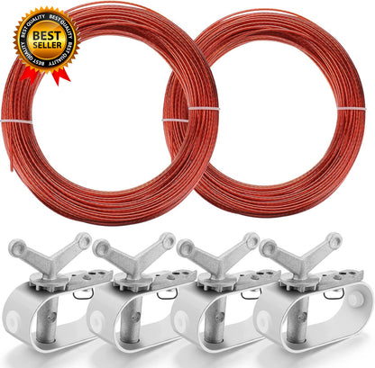 2-Piece Swimming Pool Cover Winch & Cable Kit – 4-Piece Pool Cover Cable Set