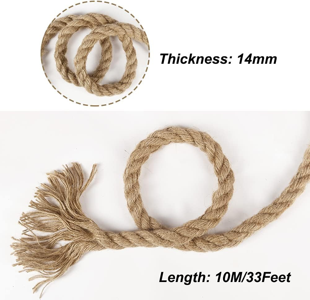 33 ft Natural Jute Twine – 14mm, Craft, Decor, Gardening & Cat Scratch Post