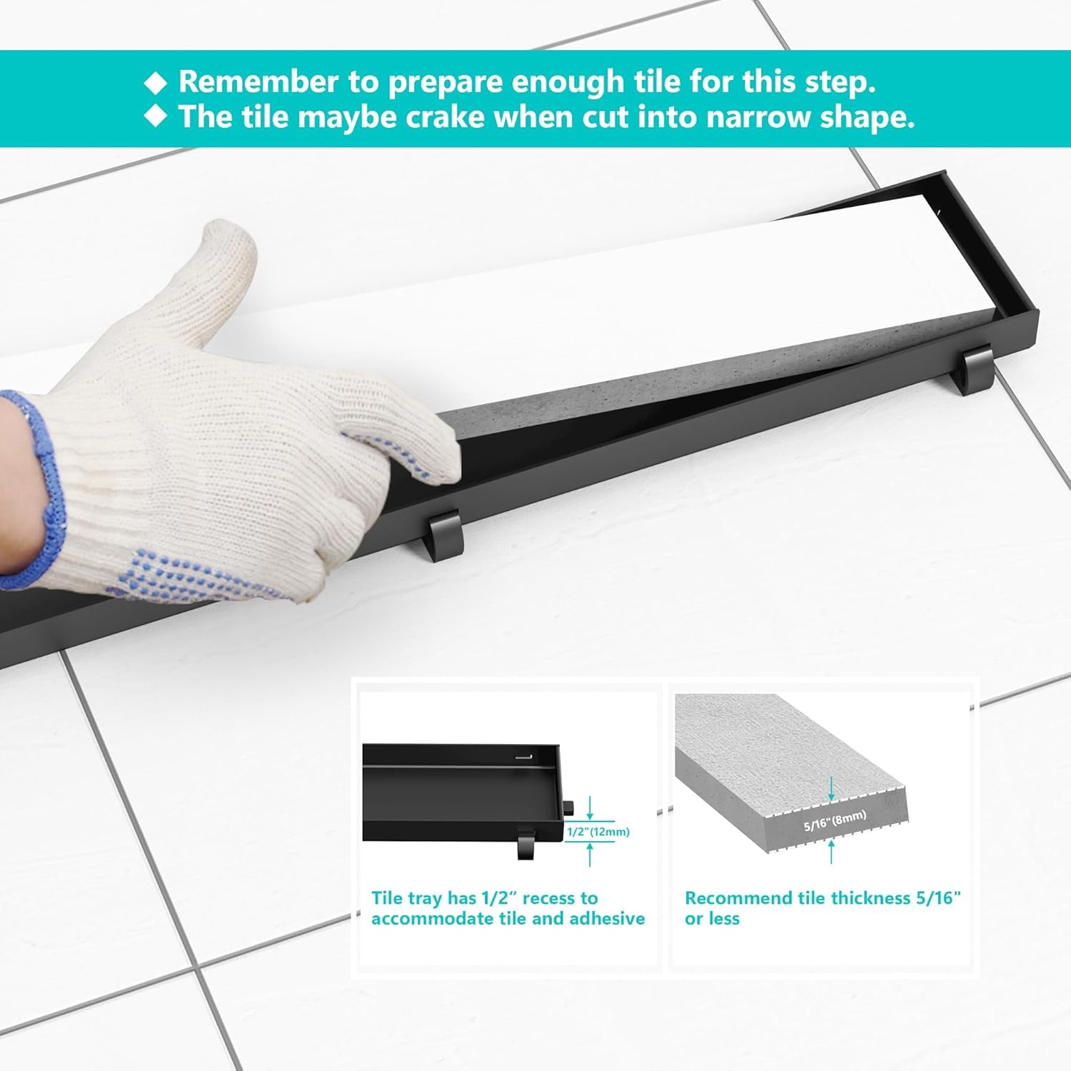 24-Inch Linear Shower Drain,With 2-In-1 Flat & Tile Insert Shiny Black Cover, Rectangle Shower Floor Drain, Floor Shower Drain with Adjustable Leveling Feet, Hair Strainer