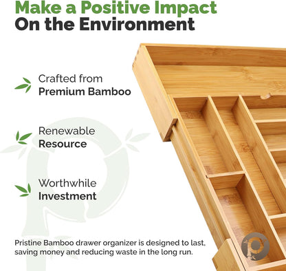 Expandable Silverware Drawer Organizer – 10 Compartments, Up to 22” Wide