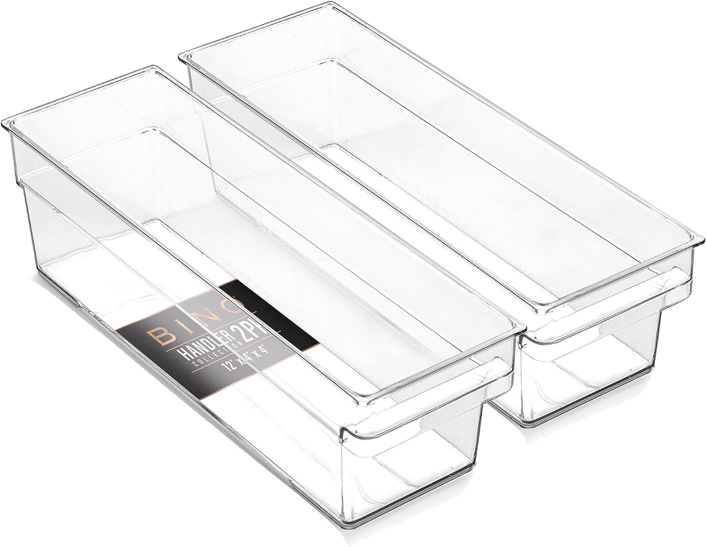 Clear Plastic Storage Bins – Small Shallow Organizer (Handler Collection)