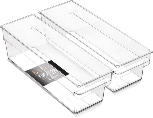 Clear Plastic Storage Bins – Small Shallow Organizer (Handler Collection)