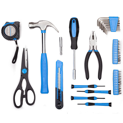 Blue 39-Piece DIY Tool Kit – Hand Tools Organized in Storage Case