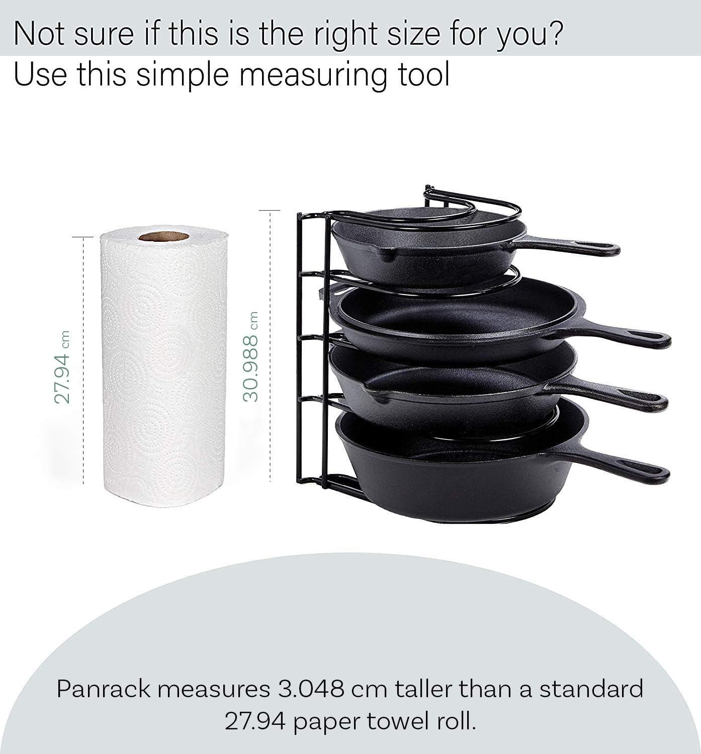 Heavy Duty Pots and Pans Organizer Rack - 12.2"-Inch Tall - 5 Tier Rack - Holds 50 LB - Cast Iron Skillets, Griddles, Shallow Cookware - Space Saving Kitchen Storage - No Assembly Required