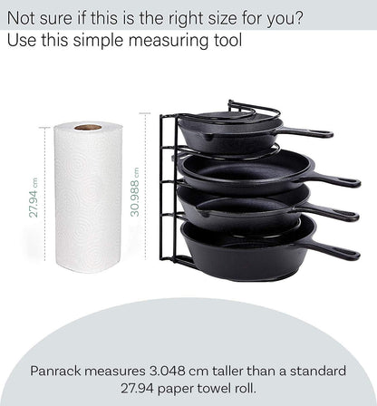 Heavy Duty Pots and Pans Organizer Rack - 12.2"-Inch Tall - 5 Tier Rack - Holds 50 LB - Cast Iron Skillets, Griddles, Shallow Cookware - Space Saving Kitchen Storage - No Assembly Required