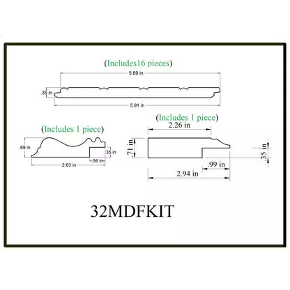 5/16 In. X 5-29/32 In. X 32 In. - 8 Lin. Ft. MDF Overlapping Wainscot Interior Paneling Kit