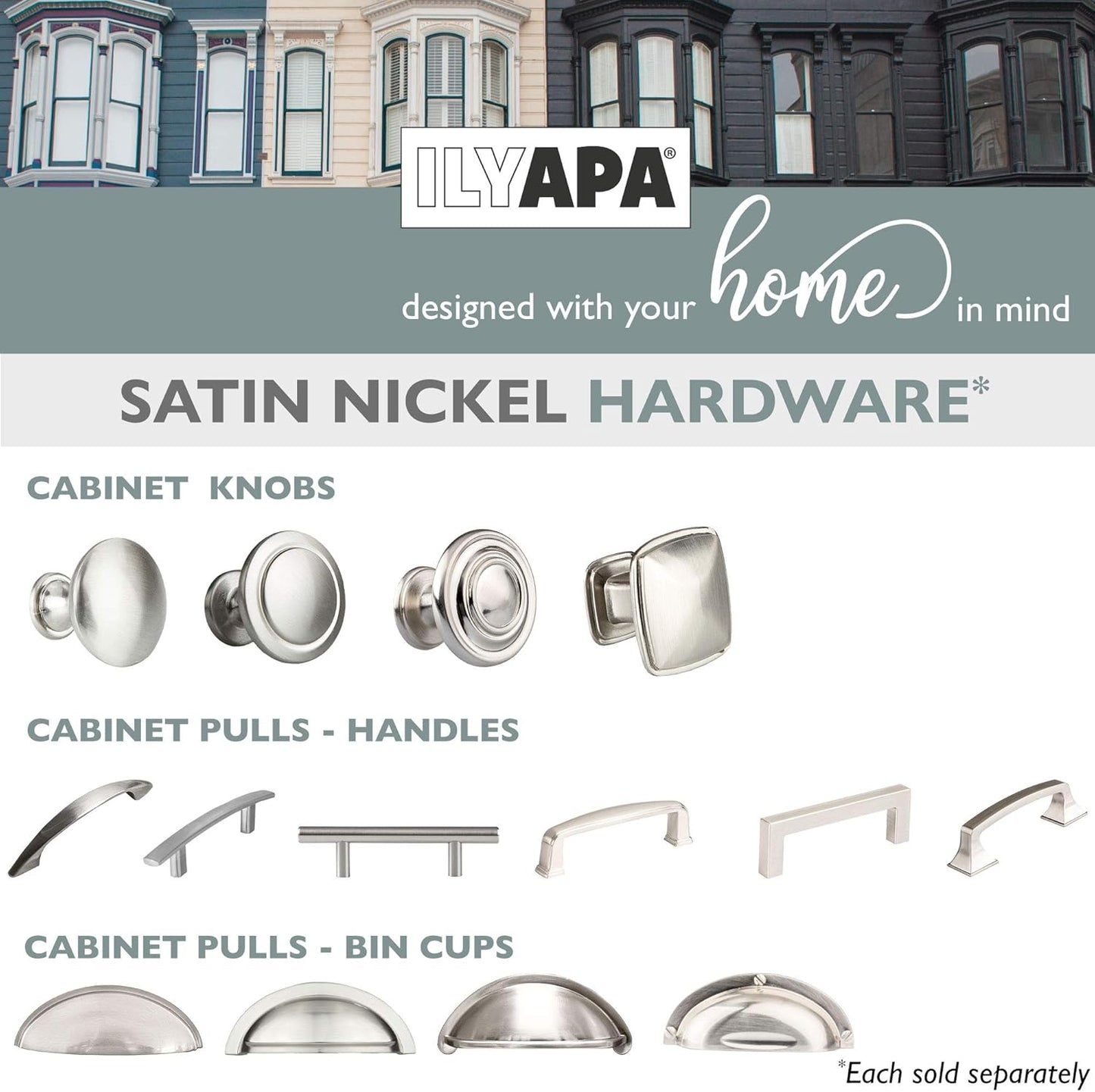 Satin Nickel Kitchen Cabinet Knobs - 1 1/4 Inch round Drawer Handles - 10 Pack of Kitchen Cabinet Hardware