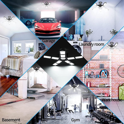 2 Pack LED Garage Lights 180W – 10-Leaf Adjustable Ceiling Lamp, 18000LM, 6500K