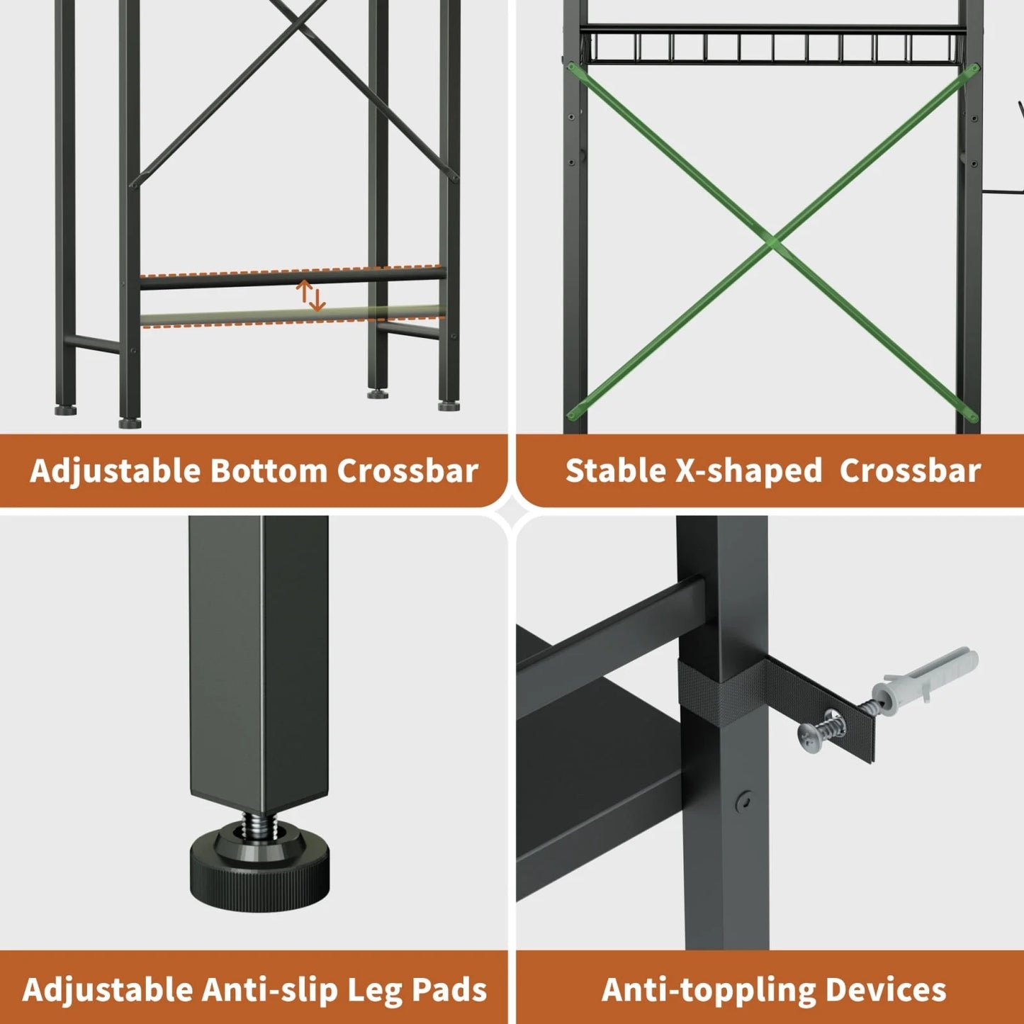 Black 4-Tier Over-the-Toilet Storage Organizer – Freestanding Bathroom Space Saver