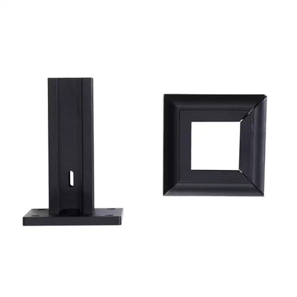 2 In. X 2 In. Black Metal Flange Mount Kit for Privacy Screen Post