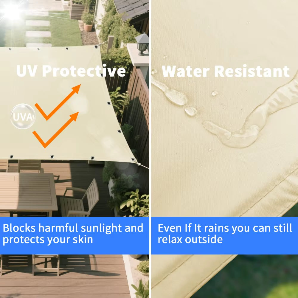 Waterproof Sun Shade Sail – 2x3/3x3/3x4/4x5M UV Block Canopy for Garden, Patio, Pool & Outdoor Shelter