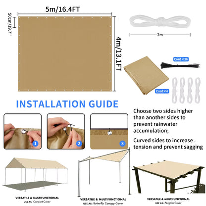 Waterproof Sun Shade Sail – 2x3/3x3/3x4/4x5M UV Block Canopy for Garden, Patio, Pool & Outdoor Shelter