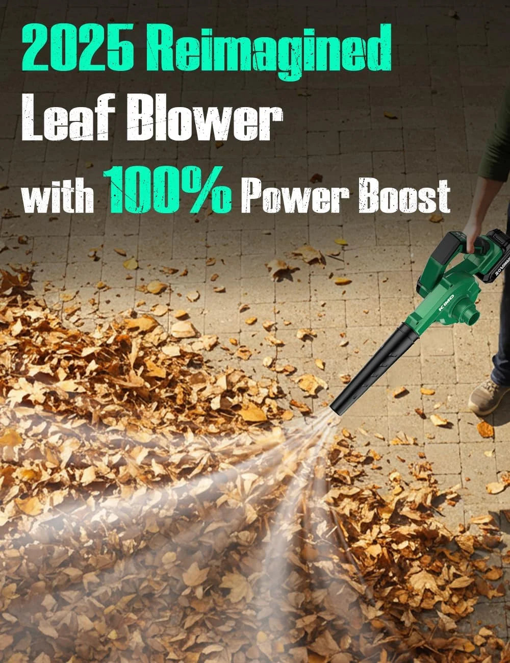 Cordless Leaf Blower and Vacuum Combo 4 in 1, 3 Nozzles for Inflation and Deflation, 190MPH, Control Panel with 3 Speeds, 20" Extended Tube, 2 Pack Battery for Lawn Care