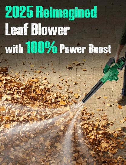 Cordless Leaf Blower and Vacuum Combo 4 in 1, 3 Nozzles for Inflation and Deflation, 190MPH, Control Panel with 3 Speeds, 20" Extended Tube, 2 Pack Battery for Lawn Care
