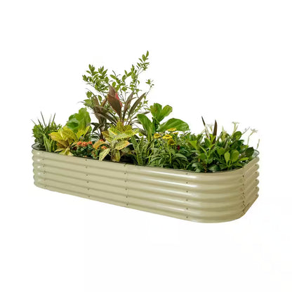 17 In. 10-In-1 Modular Pearl White Metal Raised Garden Bed