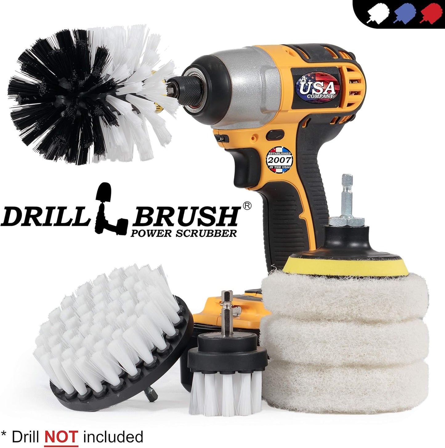  Rotary Drill Cleaning Brush Kit – Auto, Upholstery, Bathroom & Shower Scrubber Pads