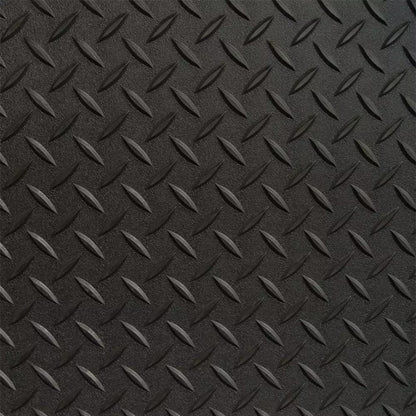 Textured Slip Resistant Diamond Plate 5 Ft. X 9 Ft. Black Garage Flooring Roll Vinyl Golf Cart Mat, 23 Sizes Available