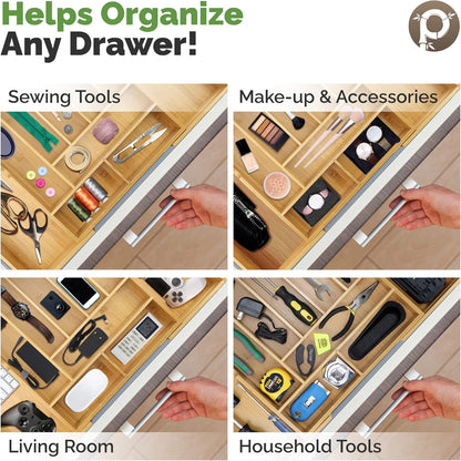 Expandable Silverware Drawer Organizer – 10 Compartments, Up to 22” Wide