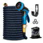 Expandable Garden Hose for outside with 10 Spray Nozzles, Hose Holder, Blue, 25 Ft