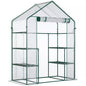 4.7 Ft x 2.4 Ft Walk-In Greenhouse – Portable Clear Gardening Crop Cage with 3-Tier Shelves & Roll-Up Door for Outdoor Plants