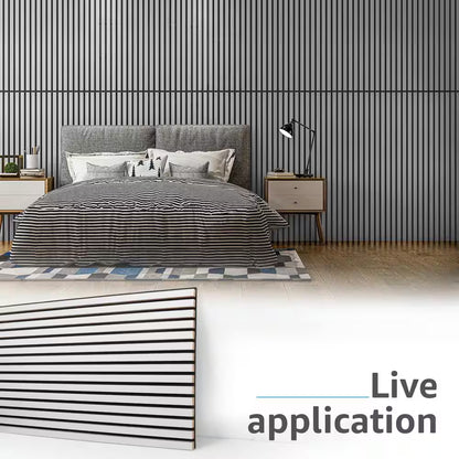 Gray 0.83In. X 2 Ft. X 4 Ft. Slat MDF Acoustic Decorative Wall Paneling, 3D Fluted Sound Absorbing Panel(31Sq.Ft./Case)