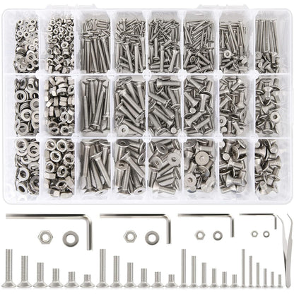 24-Size M2–M5 Hex Socket Flat Head Screw & Nut Kit – 304 Stainless Steel, 8mm–25mm