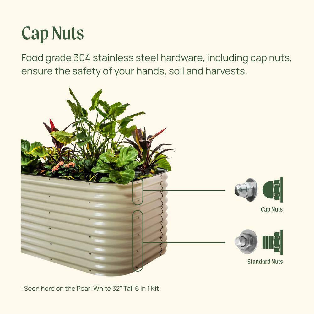 32 In. Extra-Tall x 42 In. Round Metal Raised Garden Bed Kit – Modern Gray Planter for Vegetables & Flowers