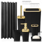 19-Piece Black Bathroom Accessories Set with Shower Curtain – Complete Space-Saving Bathroom Kit