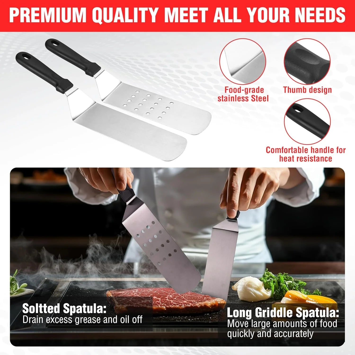 128 PCS Griddle Accessories Kit, Stainless Steel Grill Tool Set with Spatulas, Scrapers, Squeeze Bottles, Skewers, Outdoor BBQ Set for Men Women Dad