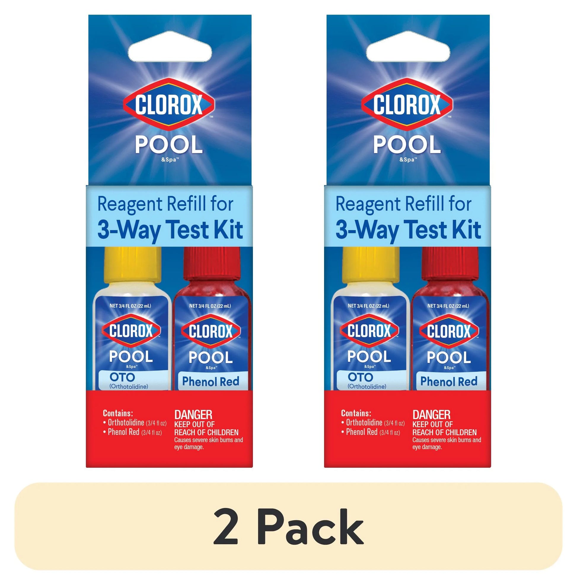 (2 Pack) Pool & Spa 3-Way Reagent Refills – 0.5 Fl Oz for Swimming Pool Water Testing
