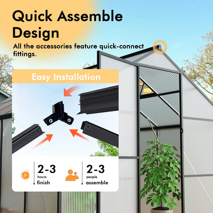 8x10 Ft Outdoor Walk-In Greenhouse – Heavy-Duty Aluminum Frame with UV-Resistant Polycarbonate Panels for Garden