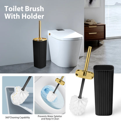 19-Piece Black Bathroom Accessories Set with Shower Curtain – Complete Space-Saving Bathroom Kit