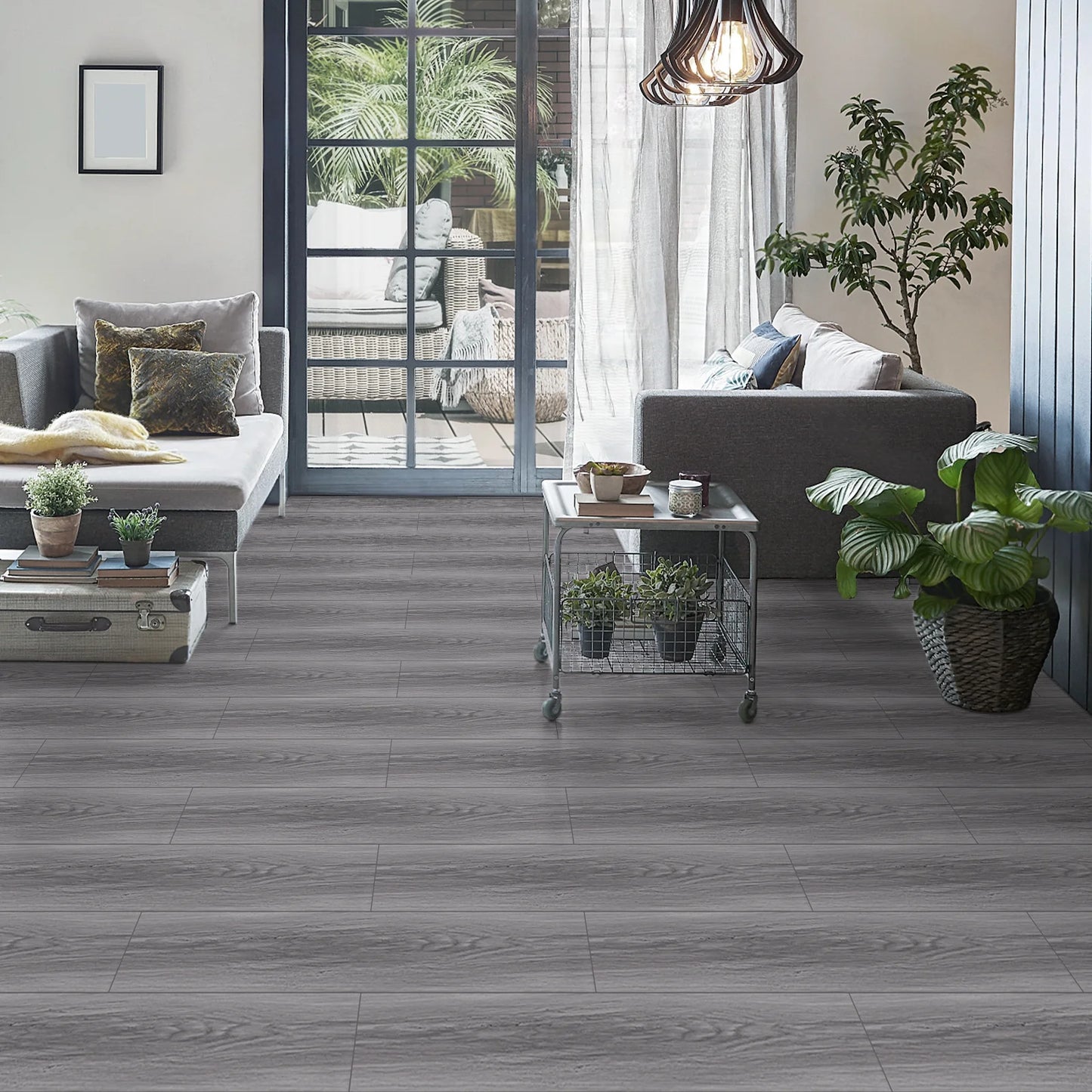 Gray Peel Stick Flooring 36" X 6" 10 Pieces/Pack Vinyl Wood Look Flooring Thin Tiles, Easy to Install for Bathroom, Kitchen, Living Room
