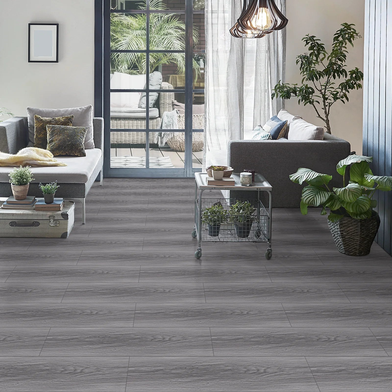 Gray Peel Stick Flooring 36" X 6" 10 Pieces/Pack Vinyl Wood Look Flooring Thin Tiles, Easy to Install for Bathroom, Kitchen, Living Room