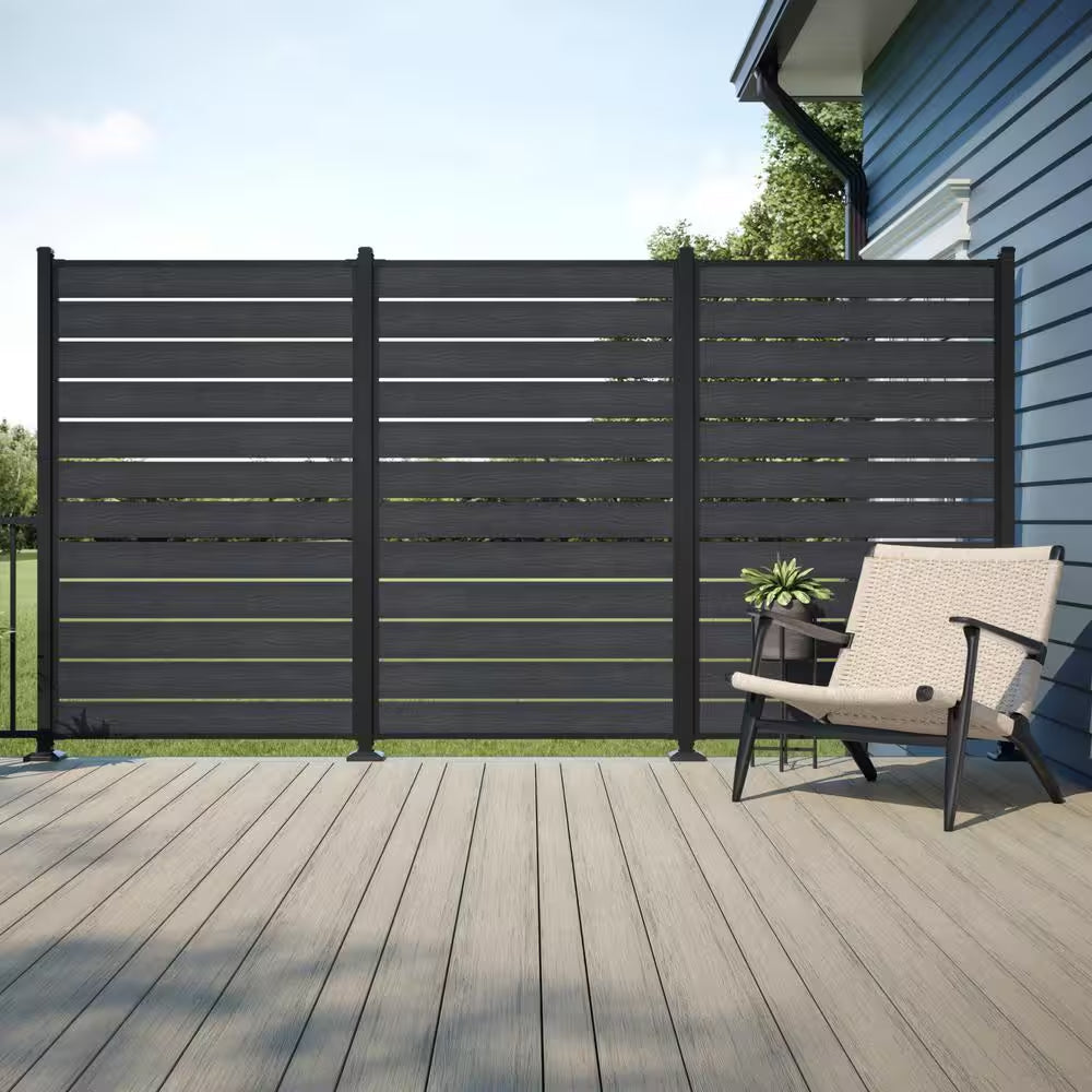 2 In. X 2 In. Black Metal Flange Mount Kit for Privacy Screen Post