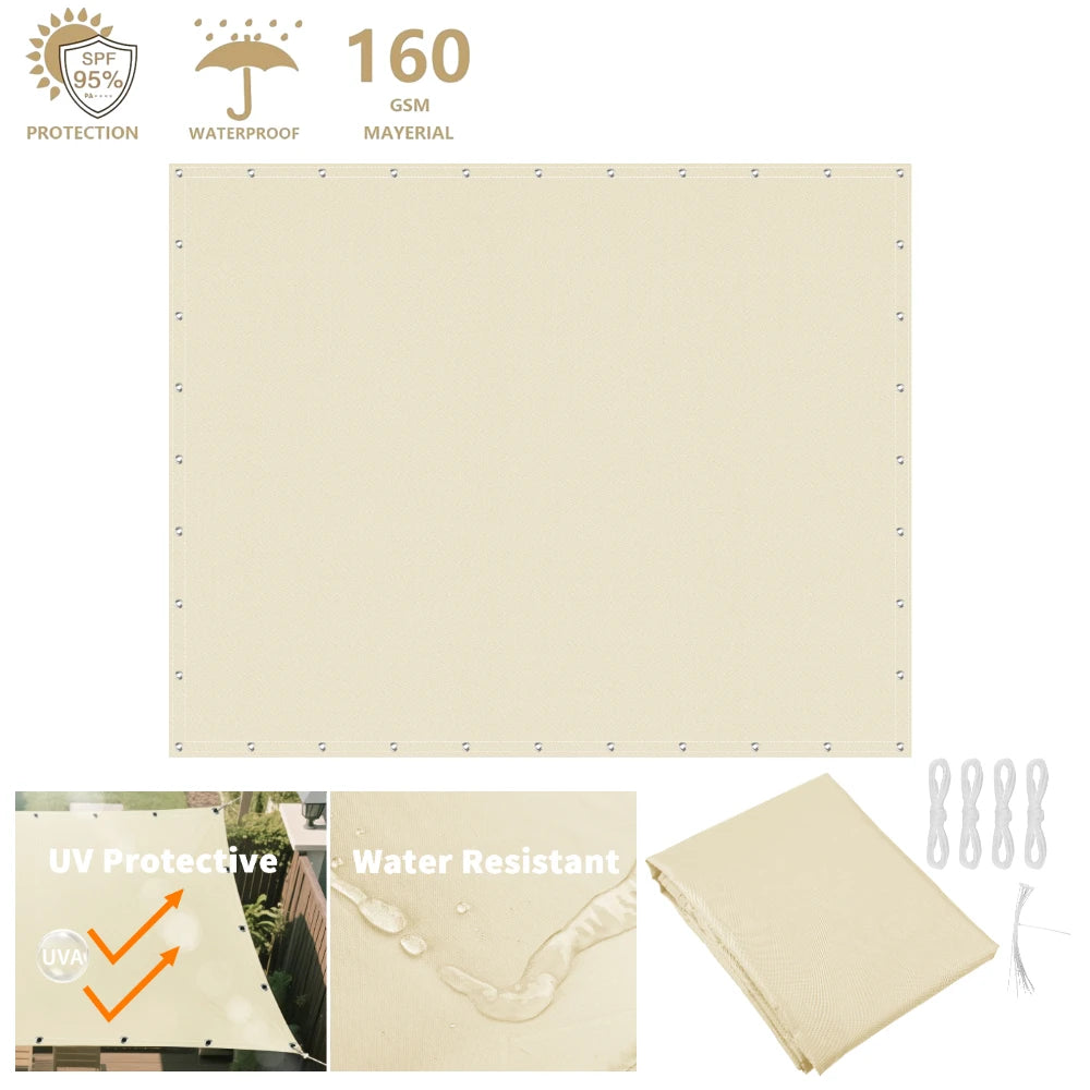 Waterproof Sun Shade Sail – 2x3/3x3/3x4/4x5M UV Block Canopy for Garden, Patio, Pool & Outdoor Shelter