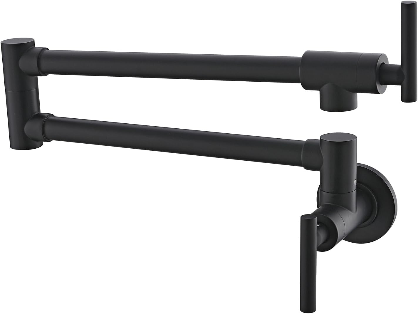 Matte Black Wall-Mount Pot Filler Faucet – Commercial Folding Style A